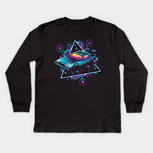 Retro Wave Time Machine Kids Long Sleeve T-Shirt